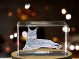 Unique 3D Engraved Crystal with Bobcat Design - Perfect Gift for Animal Lovers A&B Crystal Collection