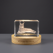 3D Crystal Bobcat Sculpture, Laser Engraved Wildlife Figurine, Wild Cat Animal Lover Gift