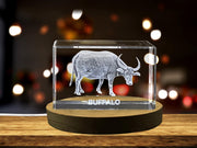 Unique 3D Engraved Crystal with Buffalo Design - Perfect Gift for Animal Lovers