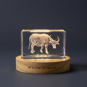 Recognition Unique 3D Engraved Buffalo Trophy Award Crystal - Ideal Gift for Animal Lovers