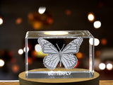 Unique 3D Engraved Crystal with Butterfly Design - Perfect Gift for Nature Lovers A&B Crystal Collection