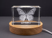 Butterfly 3D Engraved Crystal Trophy Award — Made in Canada
