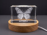 Butterfly 3D Engraved Crystal Trophy Award — Made in Canada - Custom Award From A&B Crystal Collection