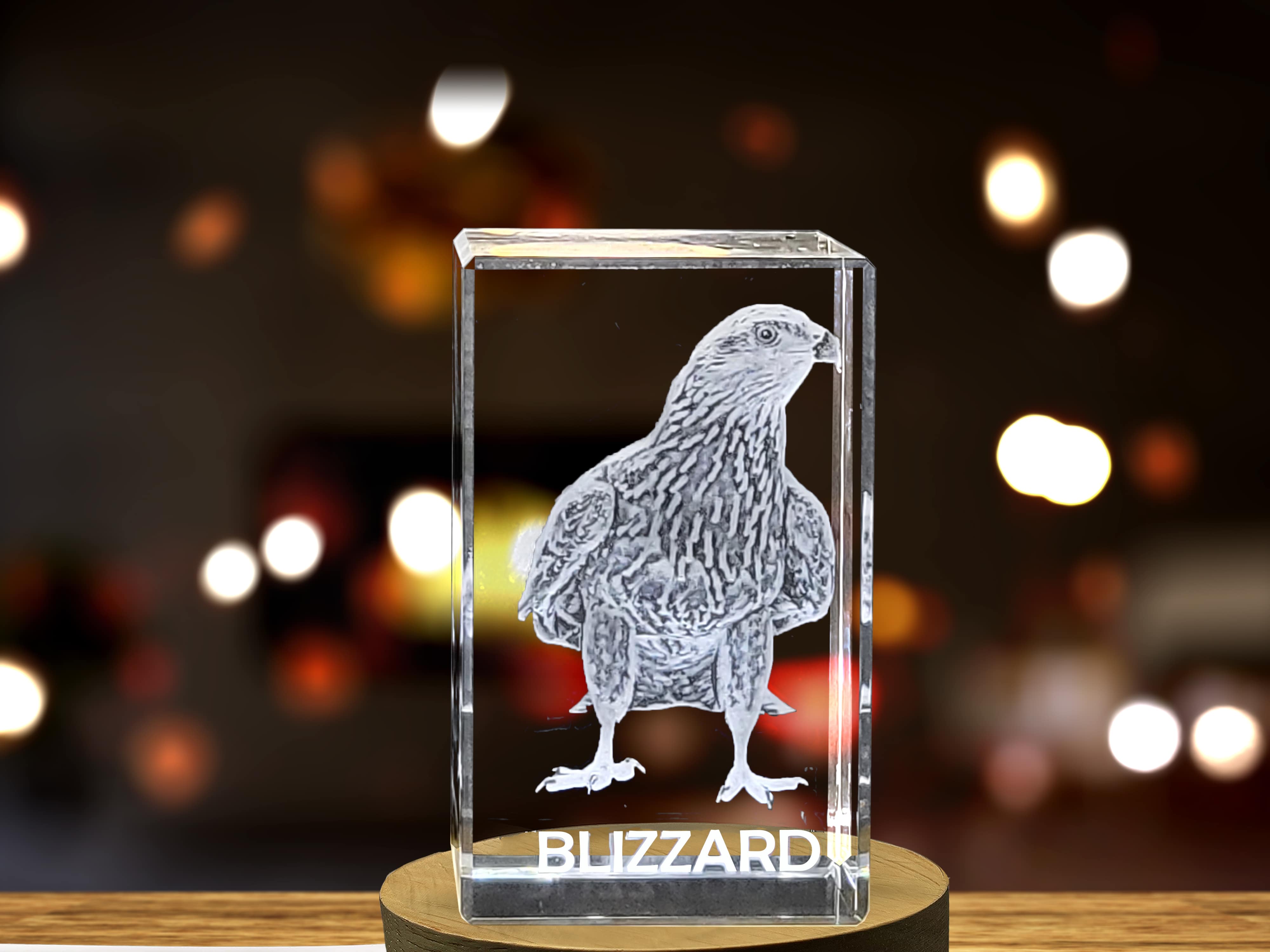 Unique 3D Engraved Crystal with Buzzard Design - Perfect Gift for Bird Lovers A&B Crystal Collection