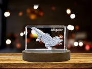 Unique 3D Engraved Crystal with Alligator Design - Perfect Gift for Reptile Lovers