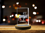 Unique 3D Engraved Crystal with Caribou Design - Perfect Gift for Animal Lovers