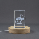 Unique 3D Engraved Crystal with Caribou Design - Perfect Gift for Animal Lovers