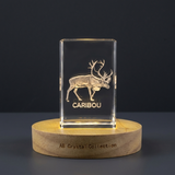 Recognition 3D Engraved Caribou Crystal Trophy – Unique Gift for Nature Lovers, Made in Canada