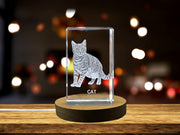 Unique 3D Engraved Crystal with Cat Design - Perfect Gift for Cat Lovers