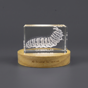 3D Engraved Crystal Caterpillar Trophy Award - Recognition Gift for Nature Lovers, Made in Canada