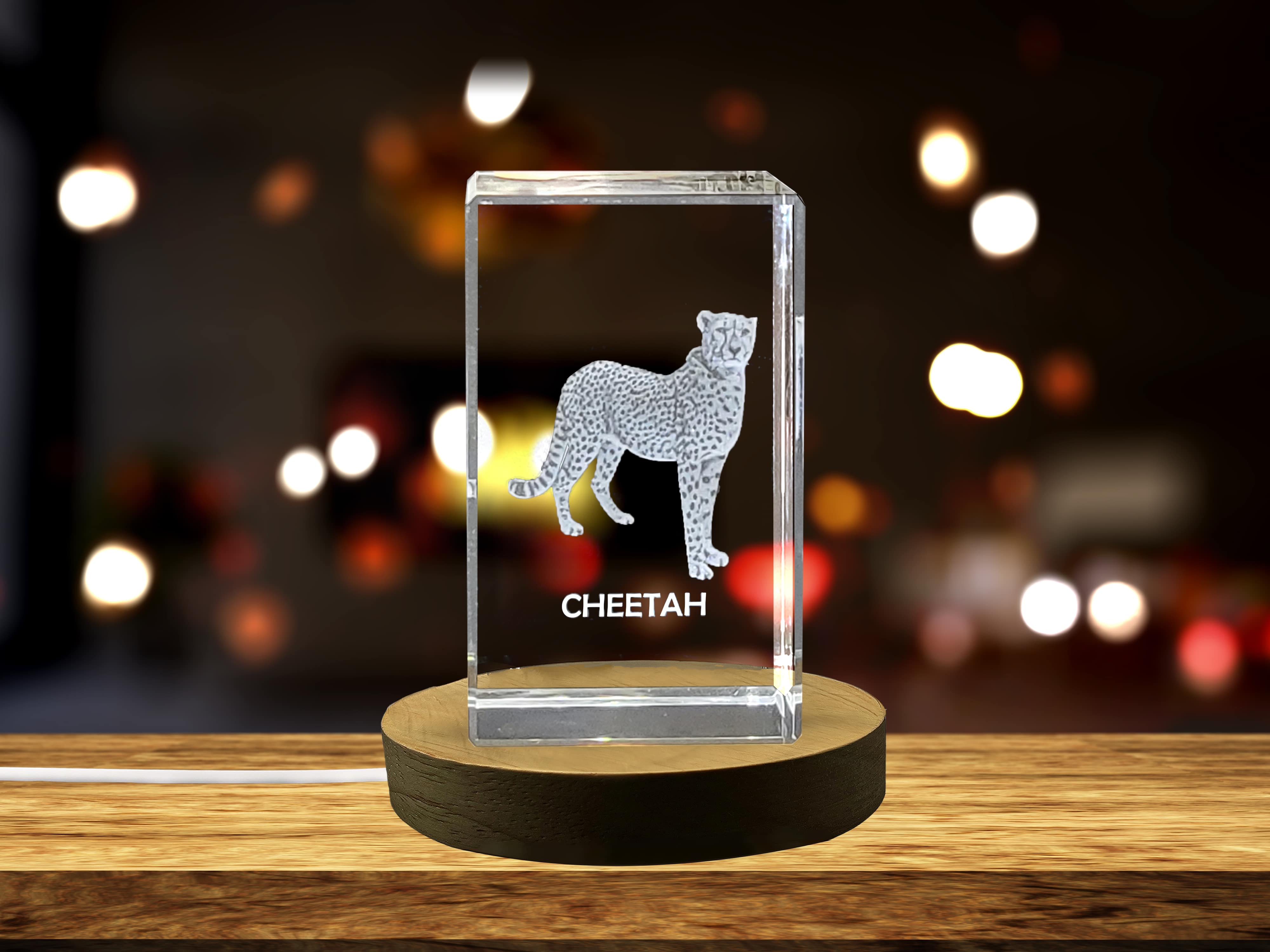 Stunning Cheetah 3D Engraved Crystal - Perfect for Animal Lovers and Wildlife Enthusiasts A&B Crystal Collection