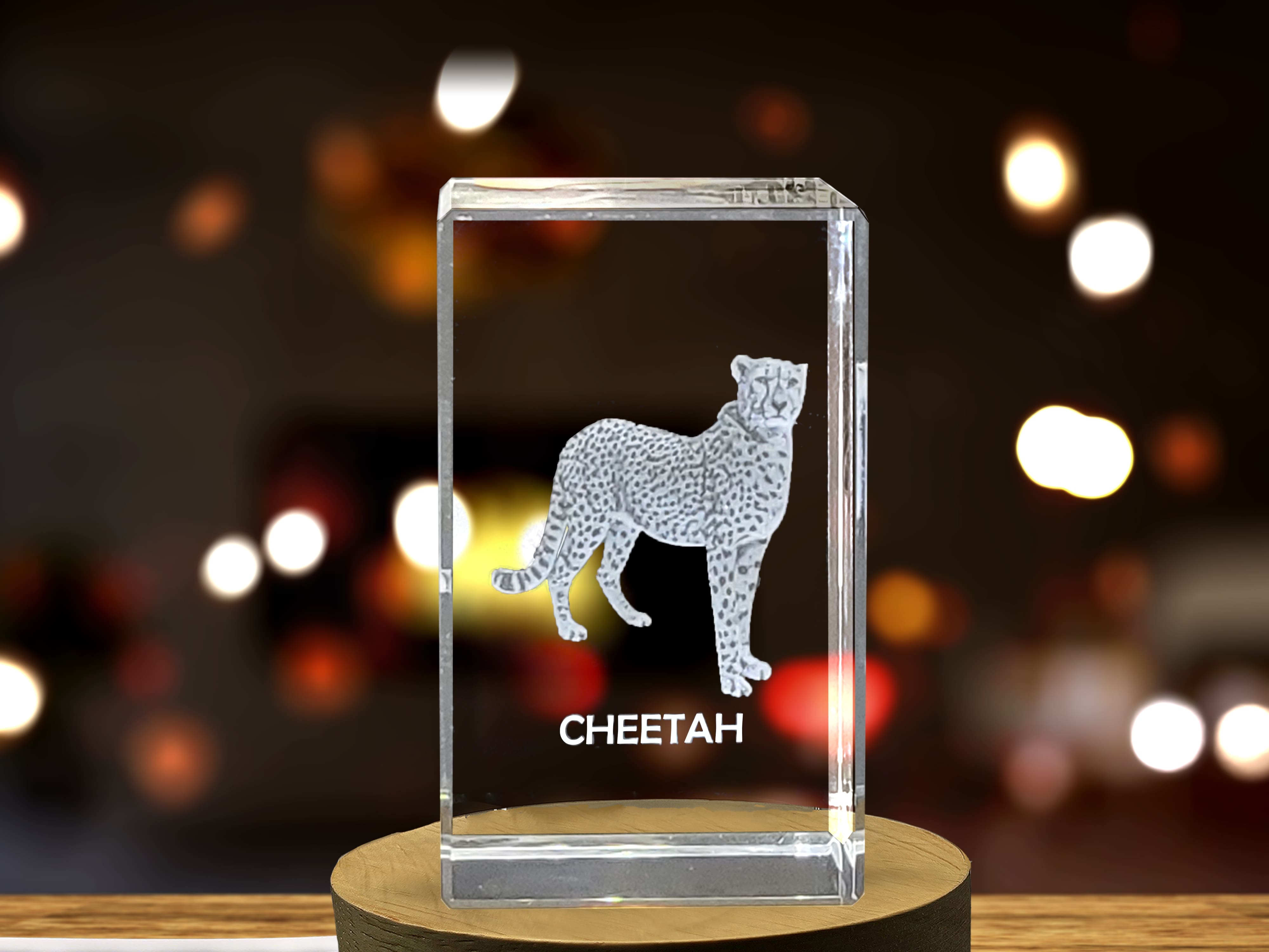 Stunning Cheetah 3D Engraved Crystal - Perfect for Animal Lovers and Wildlife Enthusiasts A&B Crystal Collection