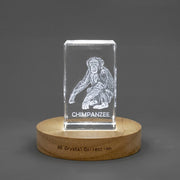 3D 3D Engraved Crystal Chimpanzee Trophy — Made in Canada