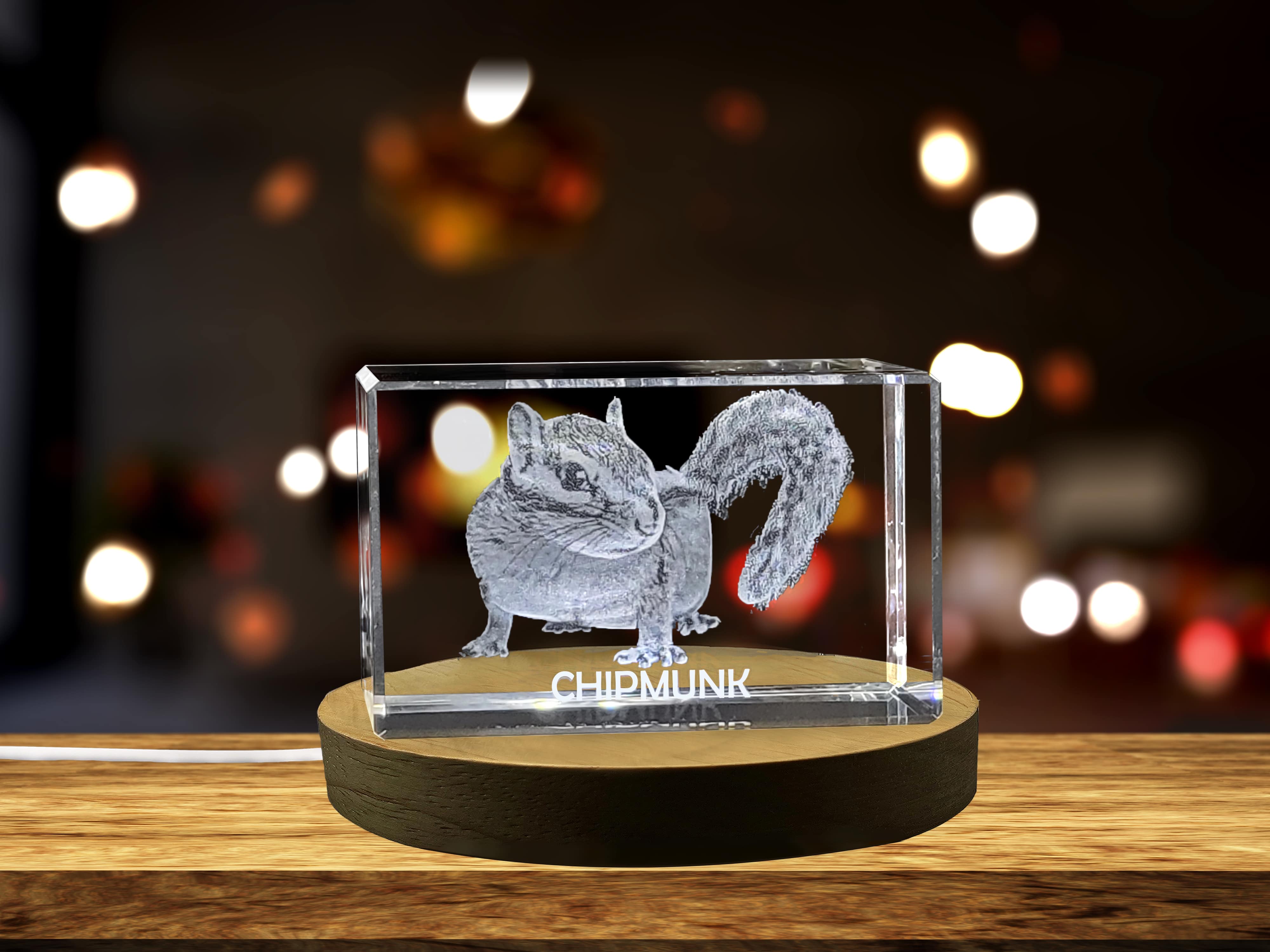 Adorable 3D Engraved Crystal of a Playful Chipmunk - Perfect for Nature Lovers and Outdoor Enthusiasts A&B Crystal Collection