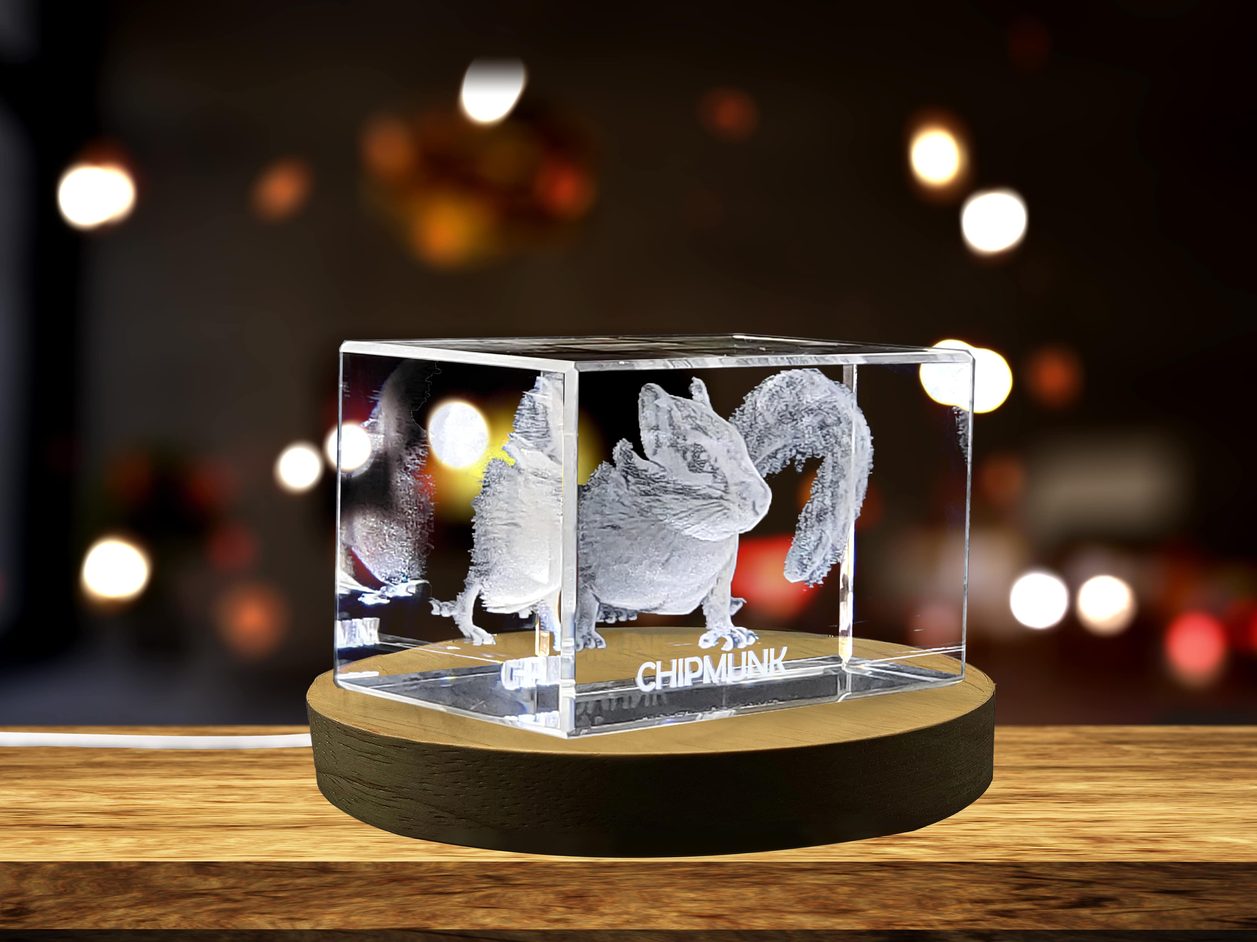 Adorable 3D Engraved Crystal of a Playful Chipmunk - Perfect for Nature Lovers and Outdoor Enthusiasts A&B Crystal Collection