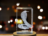 Majestic Cobra 3D Engraved Crystal | Perfect Gift for Snake Enthusiasts A&B Crystal Collection