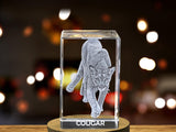 Stunning 3D Engraved Crystal of a Majestic Cougar - Perfect for Wildlife Enthusiasts and Mountain Lovers A&B Crystal Collection