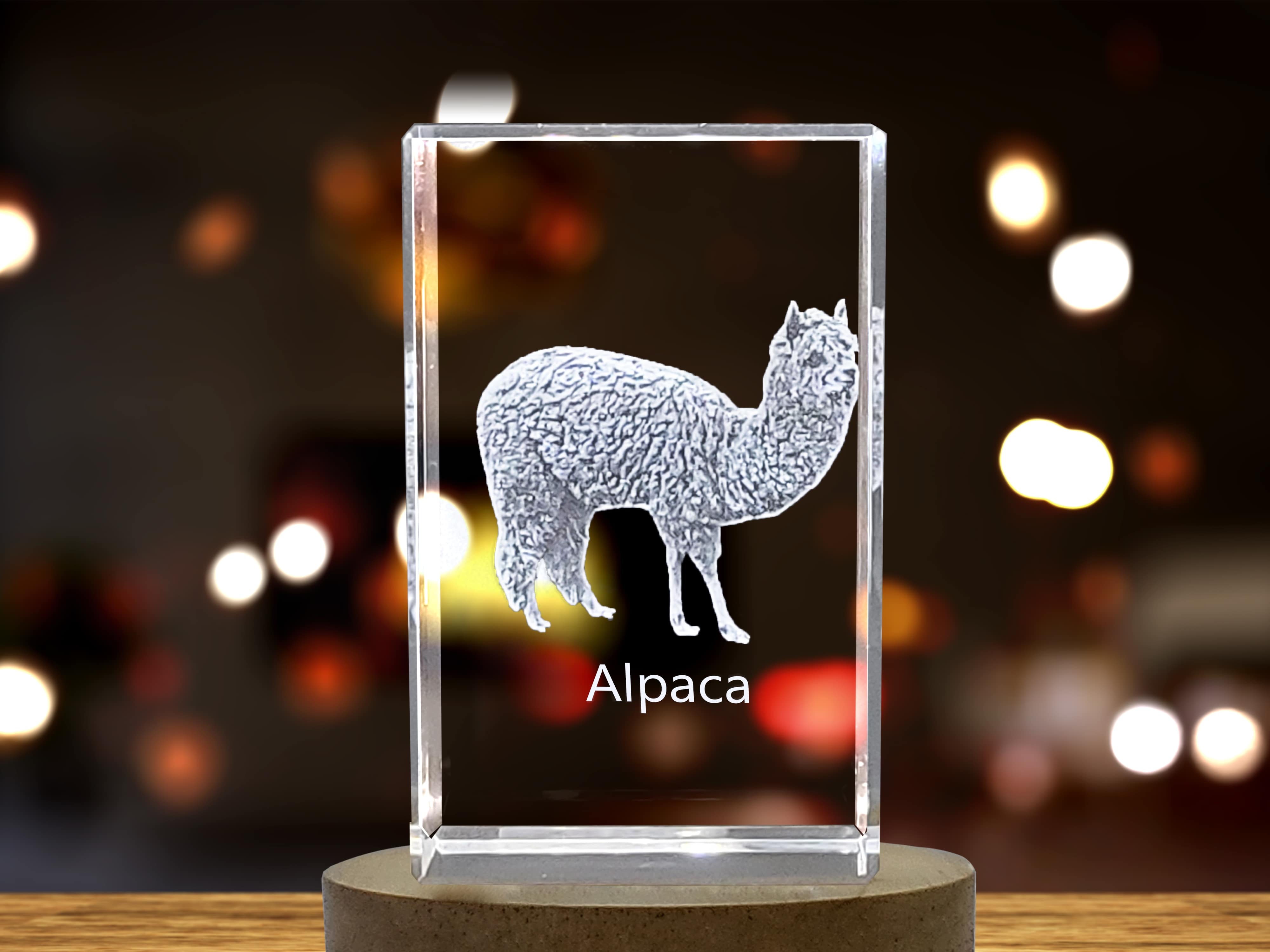 Unique 3D Engraved Crystal with Alpaca Design - Perfect Gift for Animal Lovers A&B Crystal Collection