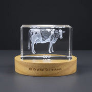 3D Engraved Cow Trophy Award - Stunning 3D Engraved Crystal Farmhouse Decor — Made in Canada