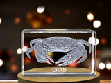 Exquisite 3D Engraved Crystal of a Majestic Crab - Perfect for Ocean Lovers and Marine Enthusiasts A&B Crystal Collection