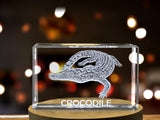 Impressive 3D Engraved Crystal of a Mighty Crocodile - Perfect for Wildlife Enthusiasts and Reptile Lovers A&B Crystal Collection