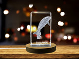 Stunning 3D Engraved Crystal of a Playful Dolphin - Perfect for Ocean Lovers and Marine Enthusiasts A&B Crystal Collection