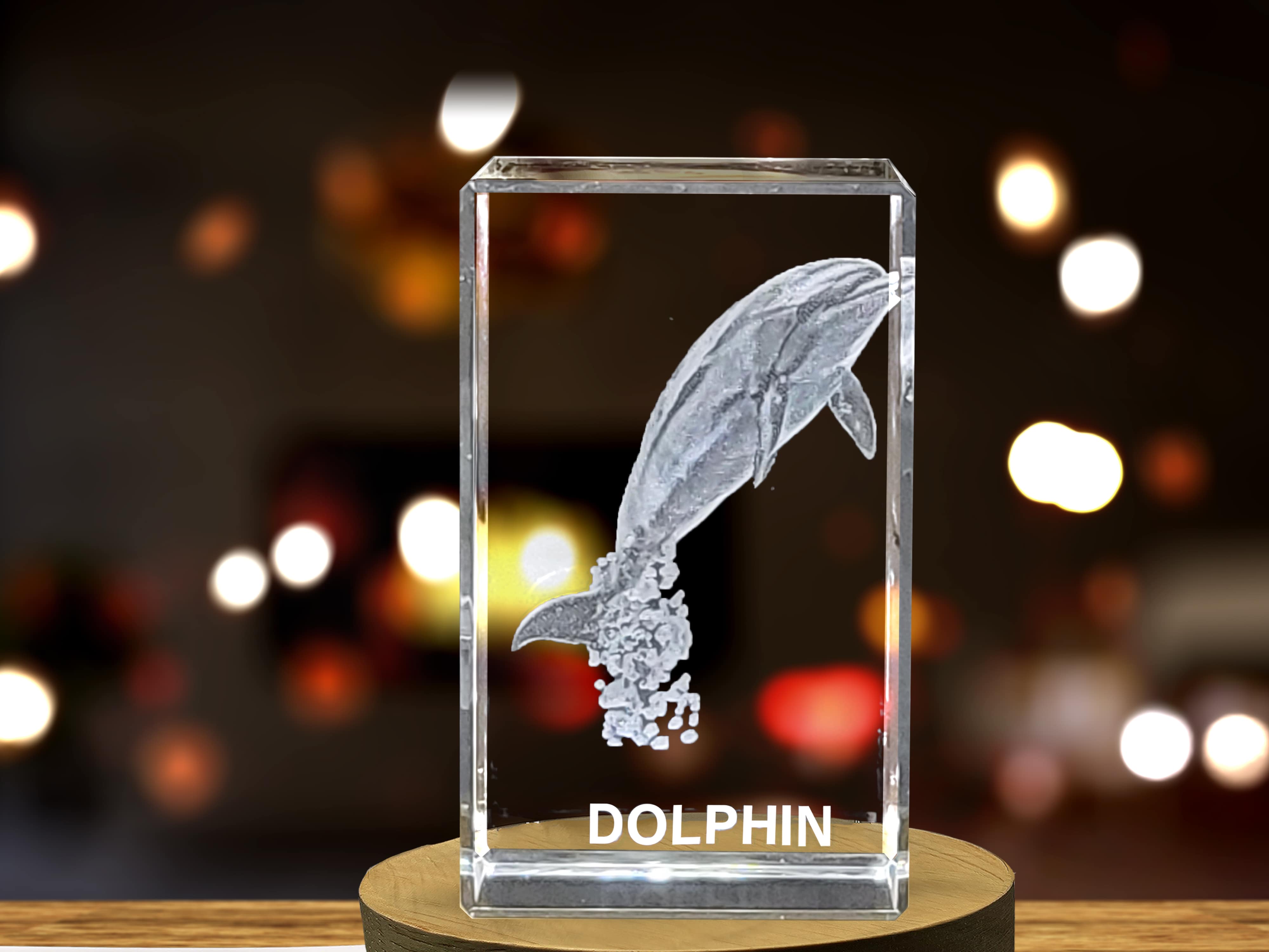 Stunning 3D Engraved Crystal of a Playful Dolphin - Perfect for Ocean Lovers and Marine Enthusiasts A&B Crystal Collection