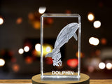 Stunning 3D Engraved Crystal of a Playful Dolphin figurine- Perfect for Ocean Lovers and Marine Enthusiasts A&B Crystal Collection