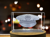 A Captain's Command | Marine captains cap 3D Engraved Crystal A&B Crystal Collection