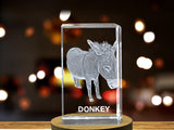 Charming 3D Engraved Crystal of a Cheerful Donkey - Perfect for Animal Lovers and Farmhouse Decor A&B Crystal Collection