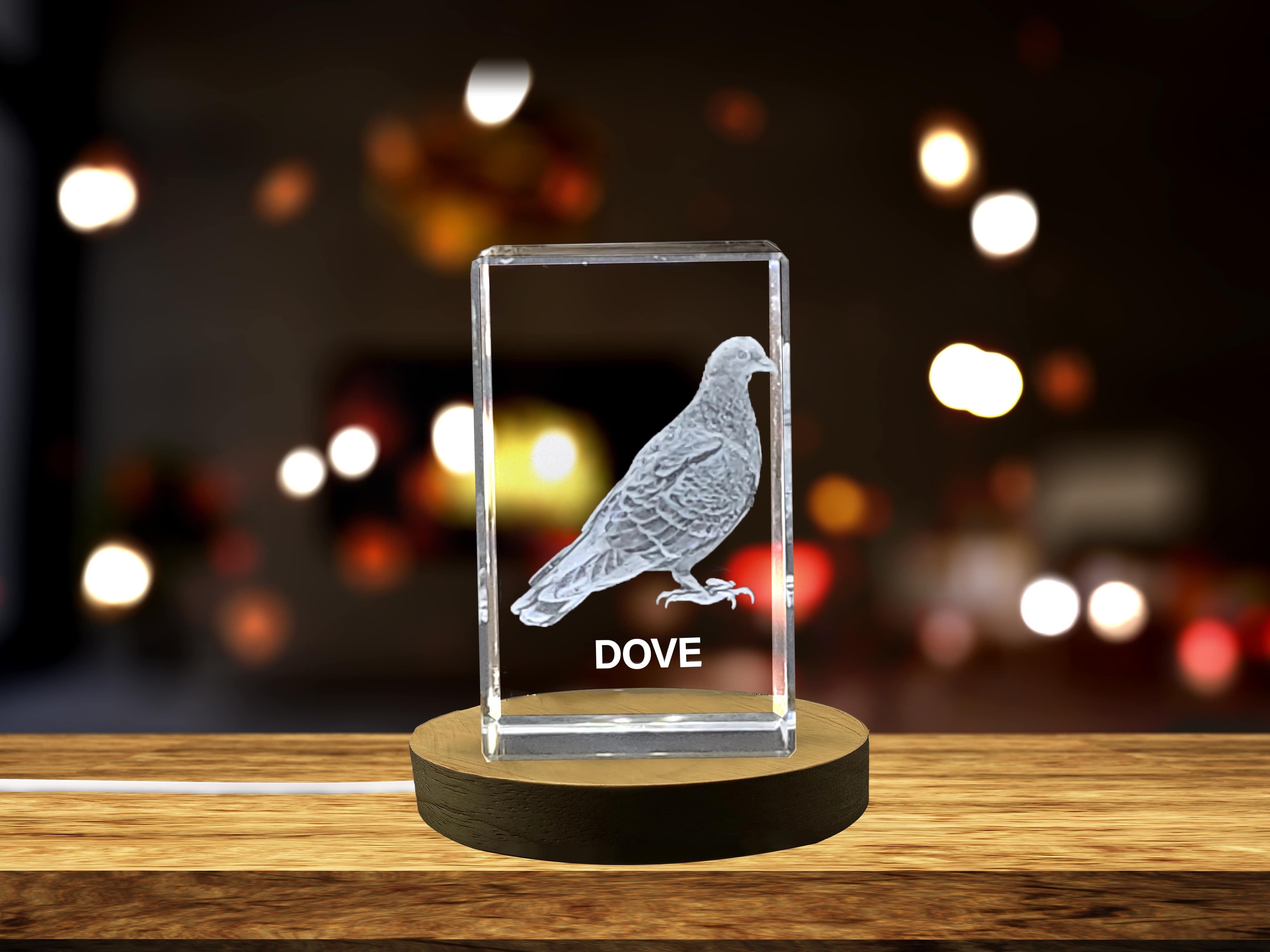 Peaceful 3D Engraved Crystal of a Serene Dove - Perfect for Bird Lovers and Spiritual Enthusiasts A&B Crystal Collection