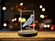 Peaceful 3D Engraved Crystal of a Serene Dove - Perfect for Bird Lovers and Spiritual Enthusiasts