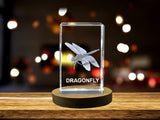 Mesmerizing 3D Engraved Crystal of a Graceful Dragonfly - Perfect for Nature Lovers and Insect Enthusiasts