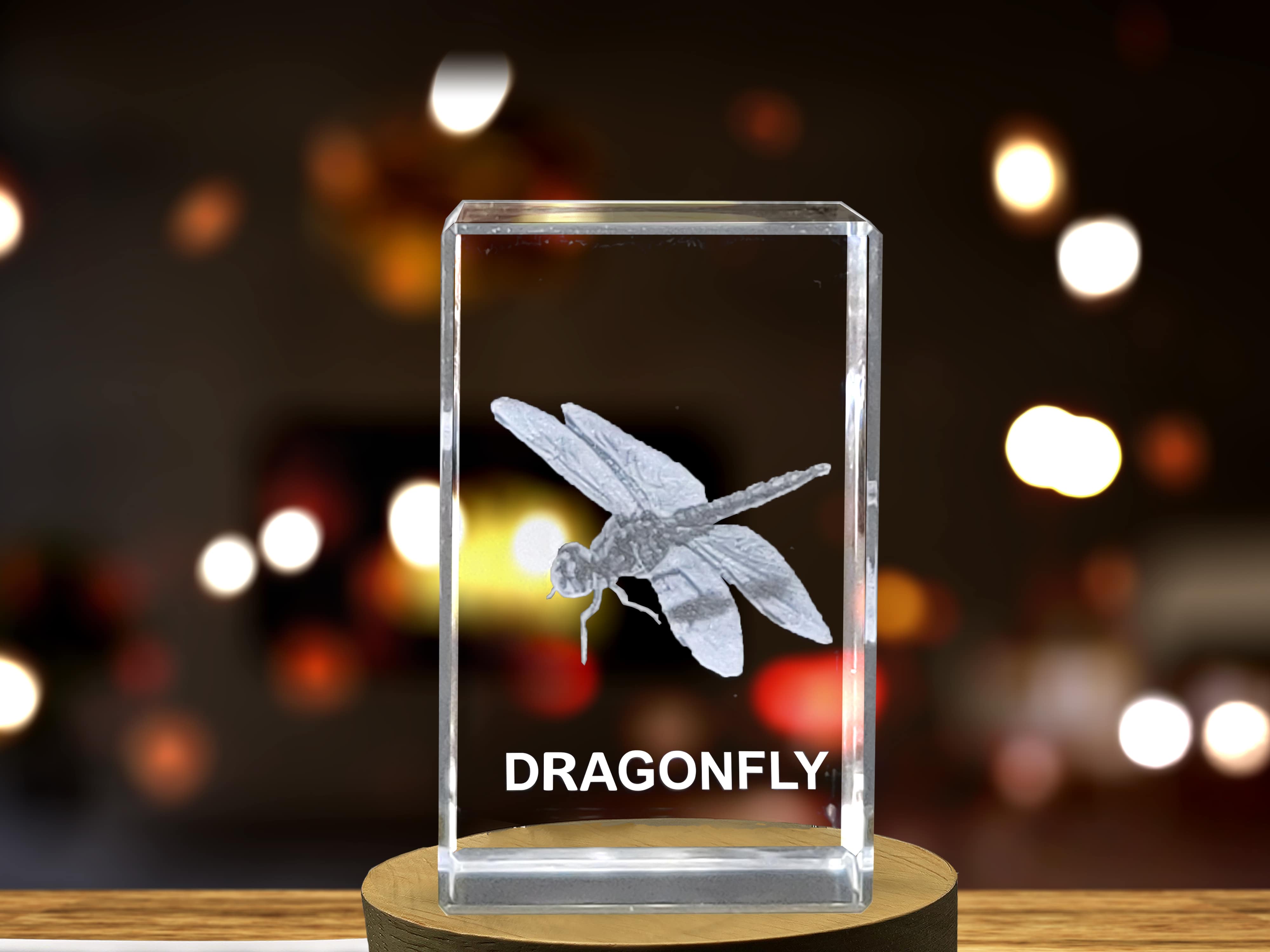 Mesmerizing 3D Engraved Crystal of a Graceful Dragonfly - Perfect for Nature Lovers and Insect Enthusiasts A&B Crystal Collection