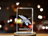 Mesmerizing 3D Engraved Crystal of a Graceful Dragonfly - Perfect for Nature Lovers and Insect Enthusiasts A&B Crystal Collection