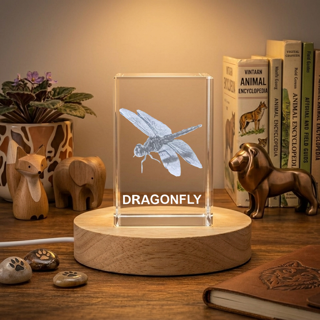 Recognition 3D Engraved Crystal Dragonfly Trophy Award - Exquisite Nature Gift for Enthusiasts