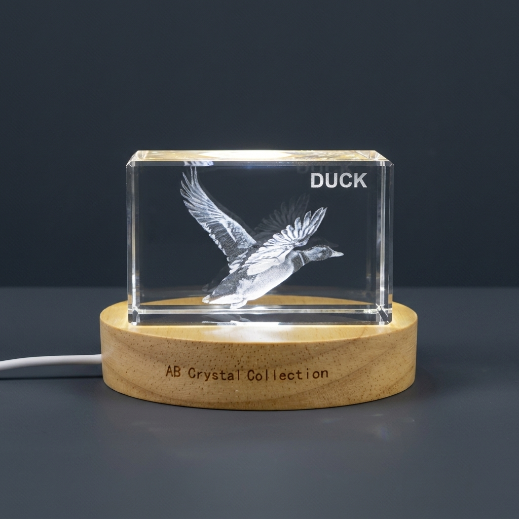 Majestic Duck 3D Crystal Trophy Award - Recognition for Bird Lovers, Exquisite Engraved Sculpture