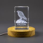 Crystal Falcon Trophy Award Sculpture Recognition | LED Base Light & Unique Engraved Decor