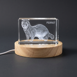 Ferret Crystal Art Recognition Trophy Award - Stunning 3D Crystals with LED Base Light