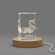 Crystal gravé 3D unique avec design Anaconda - Cadeau parfait pour les amateurs de reptiles