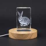 Graceful Hare Trophy Recognition Award | Exquisite Handcrafted 3D Engraved Crystal Wildlife Art — Made in Canada - Custom Award From A&B Crystal Collection