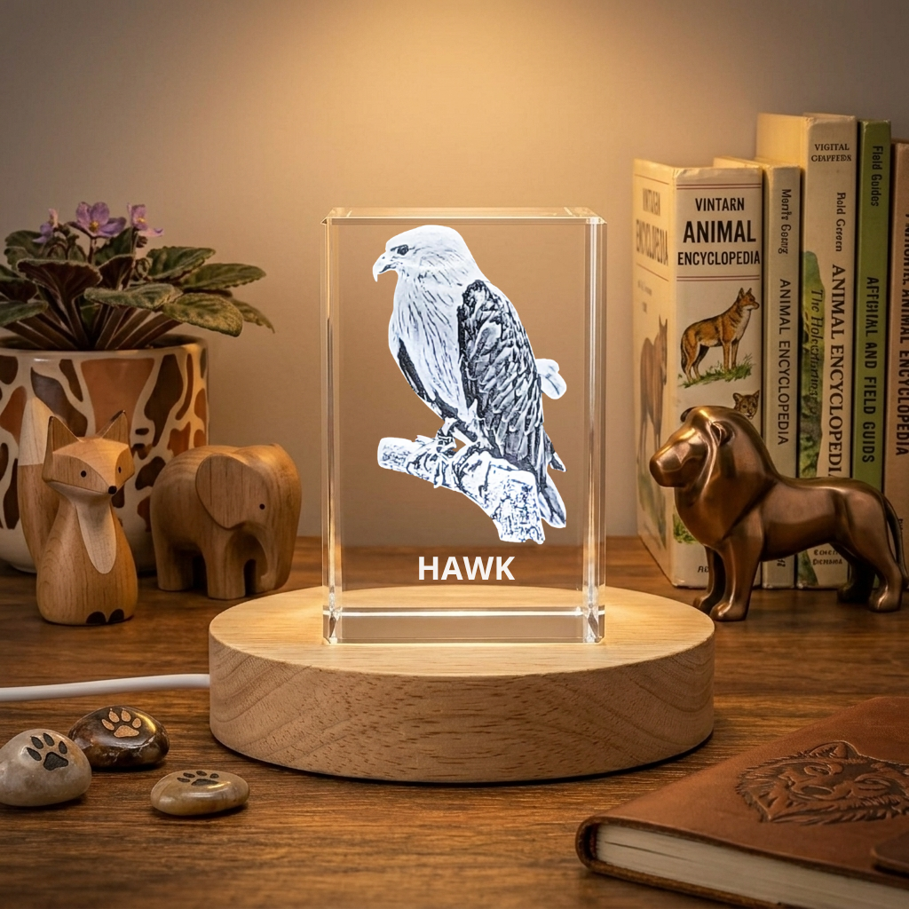 Majestic Hawk Crystal Trophy Award Recognition | Exquisite Aerial Hunter Sculptures in Crystal
