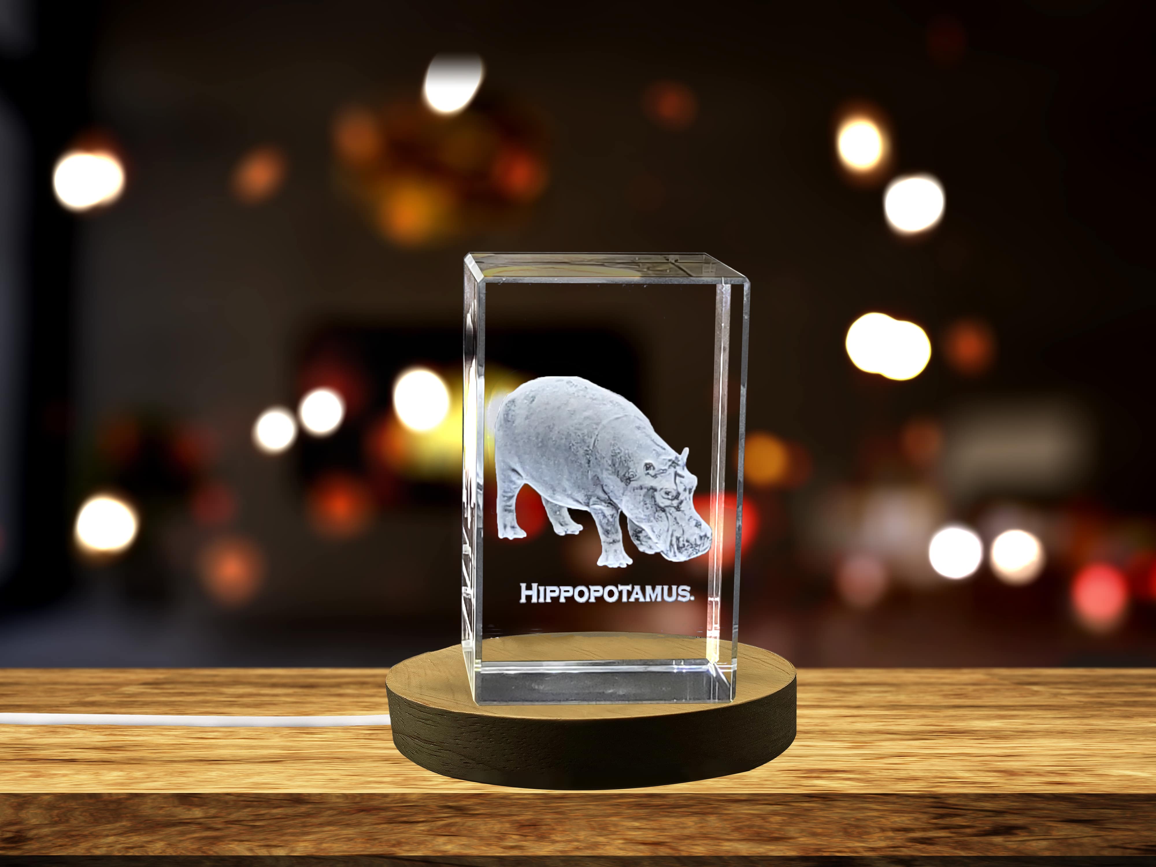 Majestic Hippo Crystal Carvings | Exquisite Gems Etched with Powerful Herbivores A&B Crystal Collection