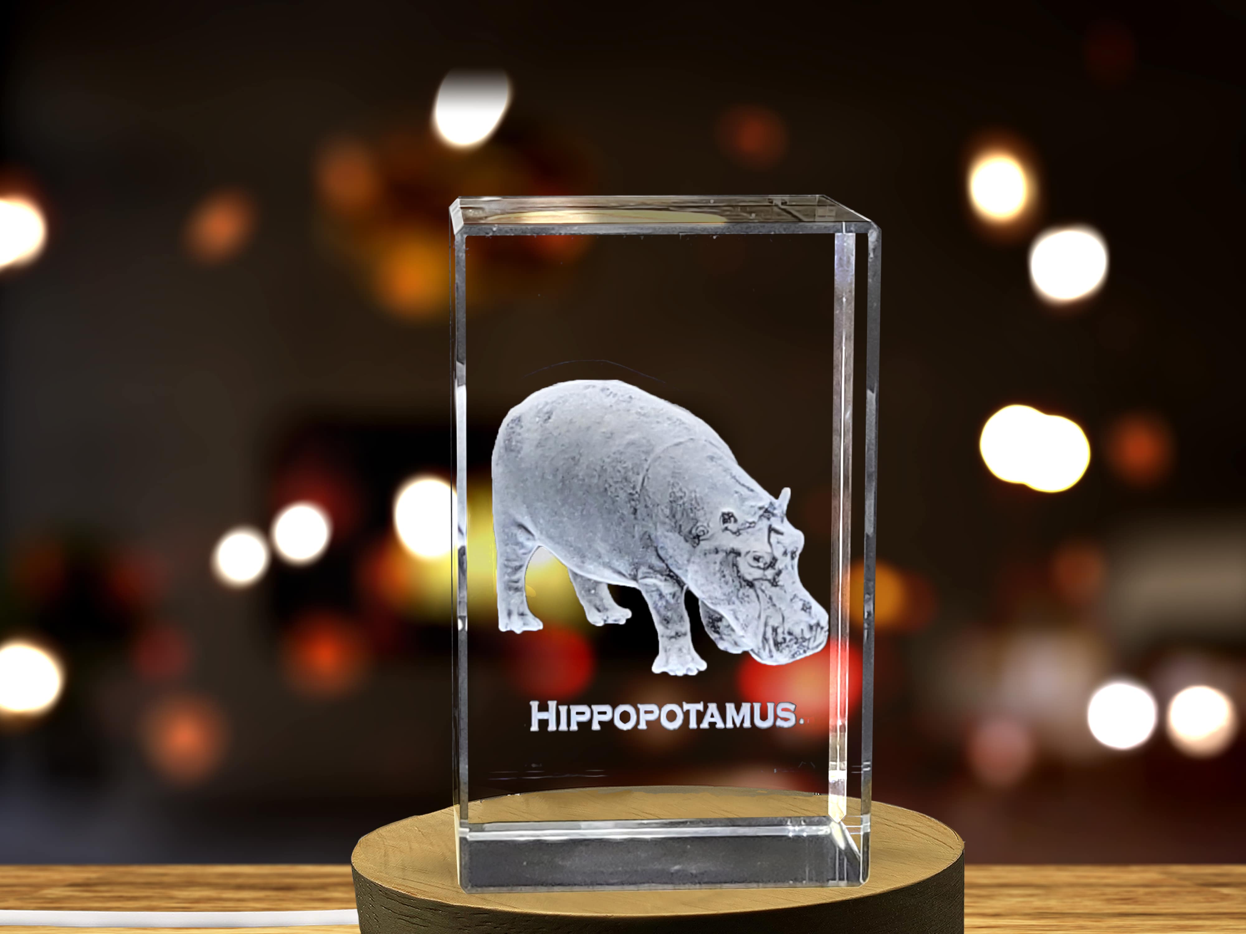 Majestic Hippo Crystal Carvings | Exquisite Gems Etched with Powerful Herbivores A&B Crystal Collection