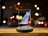 Playful Husky Crystal Carvings | Exquisite Gems Etched with Loyal Sled Dogs
