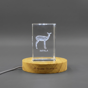 3D Crystal Impala Sculpture, Laser Engraved Wildlife Figurine, African Antelope Animal Lover Gift