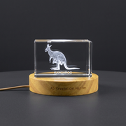 3D Crystal Kangaroo Sculpture, Laser Engraved Wildlife Figurine, Australian Animal Lover Gift
