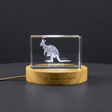 3D 3D Engraved Crystal Kangaroo Sculpture — Made in Canada - Custom Award From A&B Crystal Collection