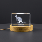 3D Crystal Kangaroo Sculpture, Laser Engraved Wildlife Figurine, Australian Animal Lover Gift - Custom Award From A&B Crystal Collection