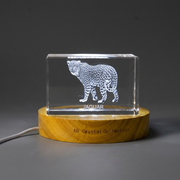3D Crystal Jaguar Sculpture, Laser Engraved Wildlife Figurine, Big Cat Animal Lover Gift